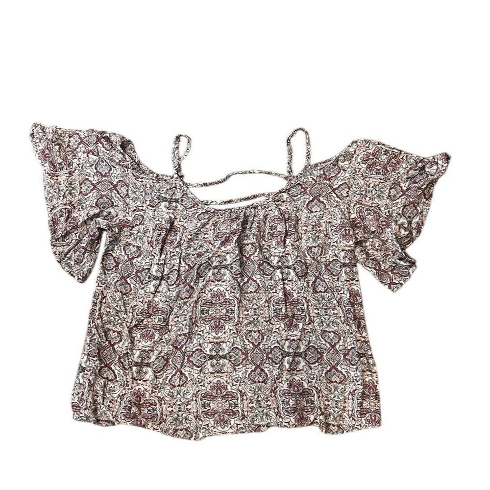 Torrid Lavender Print Cold Shoulder Challis Top Blouse Plus Size 2X